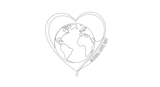 Earth Globe in Heart Shape.