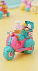 Obraz premium Colorful toy scooter with cartoon characters.