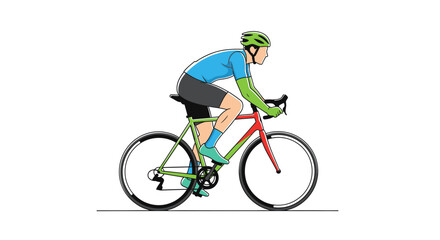 Fototapeta premium Cyclist Riding Bicycle On White Background, Sport and Fitness Concept