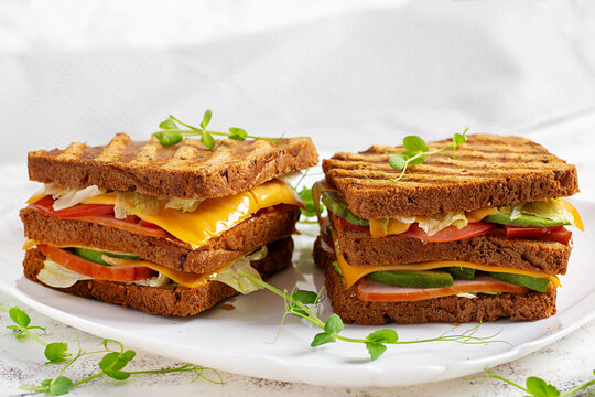 Healthy Homemade Sandwich Meal with Avocado Dip