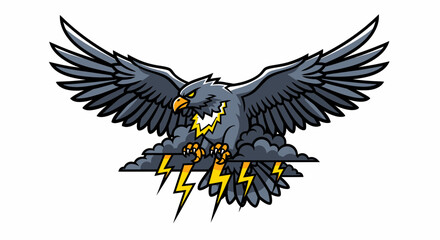 Fototapeta premium Eagle with Lightning Logo or Mascot Illustration, Vector Graphic, Isolated