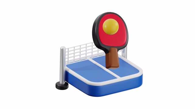 3d rendered ping pong table with paddle and ball, perfect for sports, gaming, recreation, competition, leisure, and entertainment content.