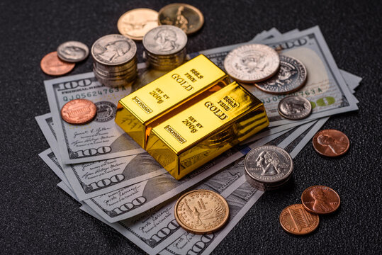 Gold bars or ingots as a tool for balance, financial investment, and savings. Gold bars