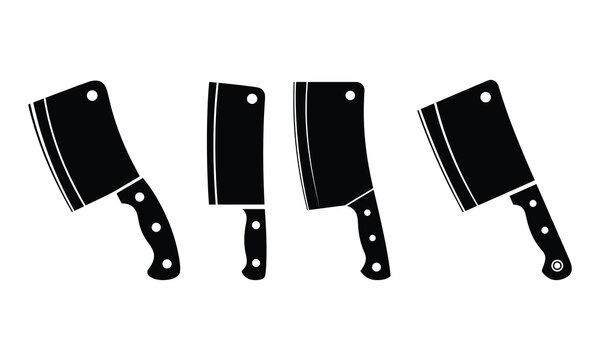 Four black cleaver icons on a white background