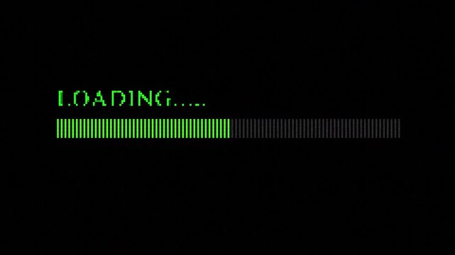 8 bit loading bar progress animation on transparent background, 8 bit loading  percent. 4K Footage loading screen,dot characters