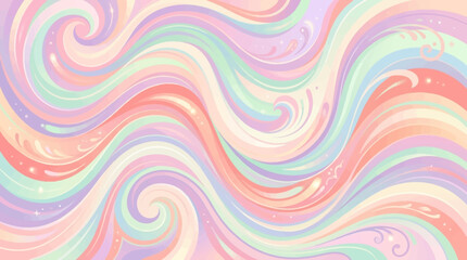 Obraz premium Pastel colorful swirling waves abstract background design