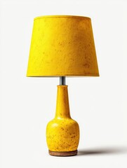 Fototapeta premium Textured Yellow Ceramic Table Lamp With Tapered Shade Studio Shot