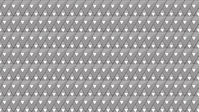 aeamless monochrome geometric pattern with interlocking concentric triangles.abstract black and white linear triangle texture with overlapping shapes.modern minimalist geometric background featuring