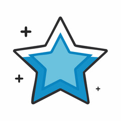 Obraz premium Blue Star Icon with Sparkles