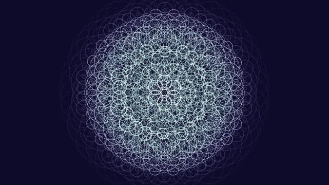 Premium 4K seamless loop of the Flower of Life Anahata Heart Chakra sacred geometry. Features a cinematic cymatic phase shift and breathing luminescent moir&eacute; patterns. Ideal for VJ sets, trance visual