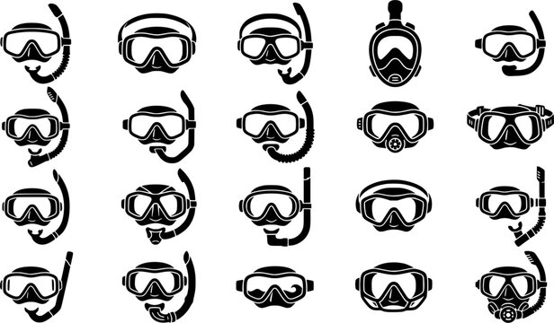 Underwater diving mask and snorkel equipment for summer vacation and aquatic adventure sports marketing and leisure travel content

