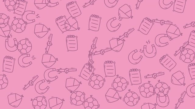 Illustrations of kites, soccer balls, magnets, and notebooks for a playful and creative design project, childrens products, or sportsthemed graphics.