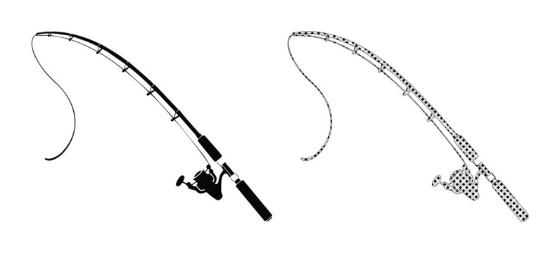 Fishing Rod and Reel Vector Icons, Angling Equipment Set, Sport Fishing Gear Illustrations, Outdoor Hobby Tools