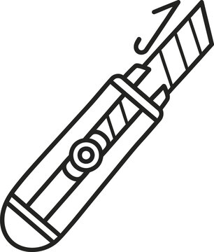 Black and white of a pocket knife with a hook line tool blade