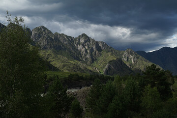 Fototapeta premium Atmospheric Altai Mountains on a cloudy day