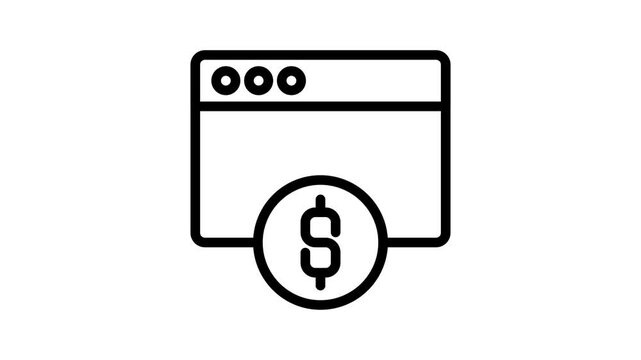 Animation line icon affiliate marketing seamless looping. 4k video