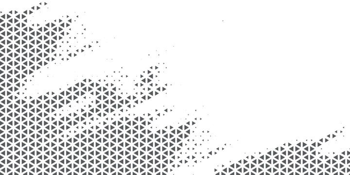 Modern abstract halftone triangle pattern background with black and white gradient effect for graphic design and web layout.
