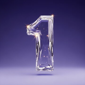 Clear Diamond Number One Rising Above Purple Gradient