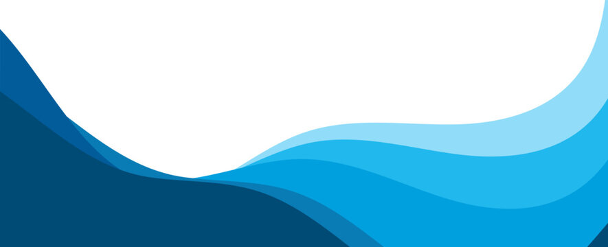 Abstract Blue Liquid Wavy Line Art - Elegant Vector Sea Water Waves. Futuristic Technology Concept