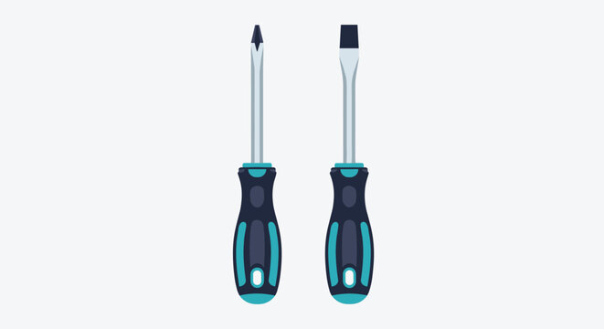 pair of professional screwdrivers with flathead and phillips tips and ergonomic black and blue handles for repair and diy projects.