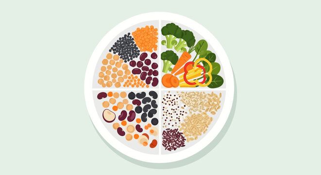 Variety of healthy food on plate.
