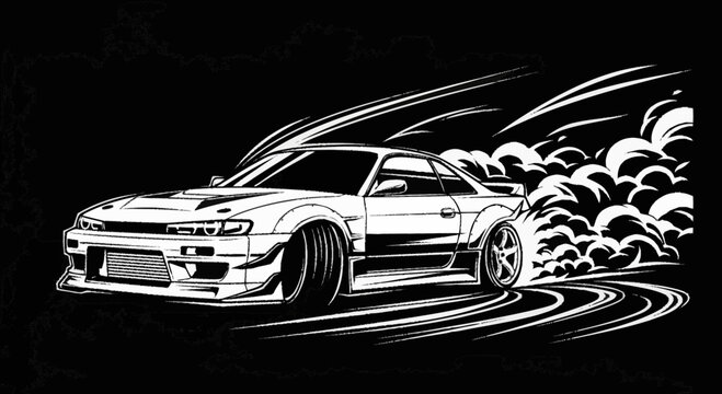Drifting Car Racing Illustration.