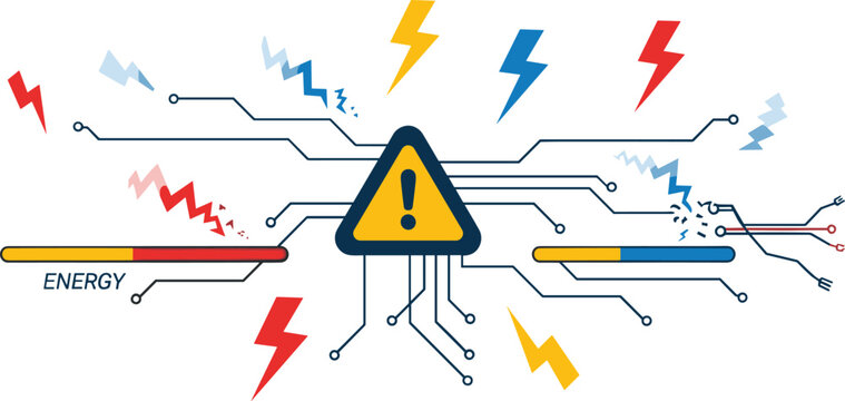 Energy warning vector illustration with power surge