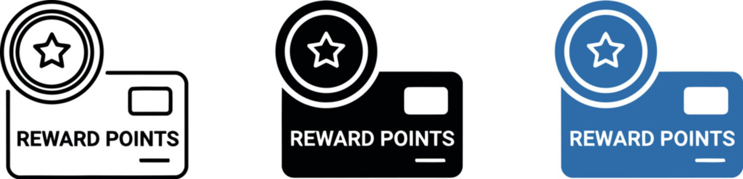 Reward Points Icon Set &ndash; Loyalty Program, Membership Card, Bonus System, Vector Illustration