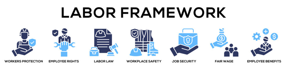 Fototapeta premium Glyphcolor - Labor Framework web banner icon vector illustration concept