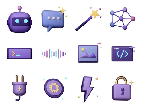 Ai tools pack set 3d icon