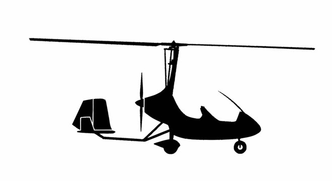 Gyrocopter silhouette flying vehicle.