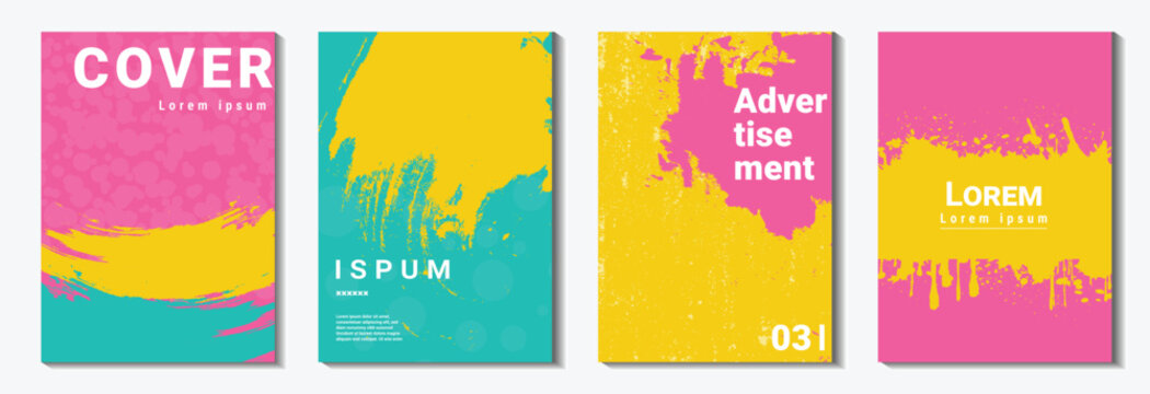 abstract paint splatter cover poster design background template set