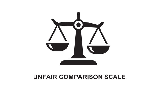 Unfair Comparison Scale Concept Illustration: Minimalist Vector Icon of a Weighted Balance Scale, Symbolic Graphic for Social Inequity, Workplace Bias, and Psychological Pressure Awareness