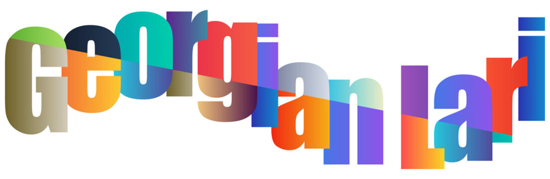 Colorful Gradient Text Design Featuring Georgian Lari Letters Isolated