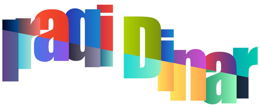 Colorful gradient text design featuring iraqi dinar letters
