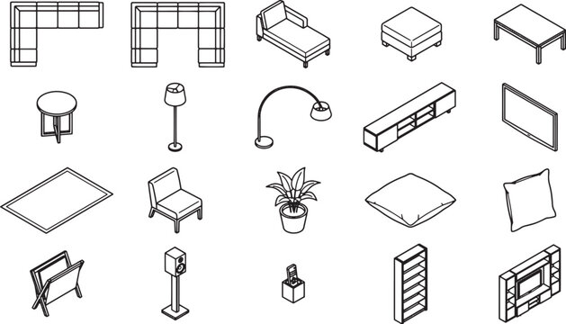 Array of interior design elements, offering a collection of furniture, lighting, and decorative items. Ideal for architects, interior designers, and homeowners seeking design inspiration.