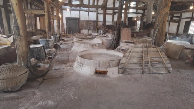Handheld of Industrial Heritage and Salt Boiling Production Inside Ancient Zigong Museum China