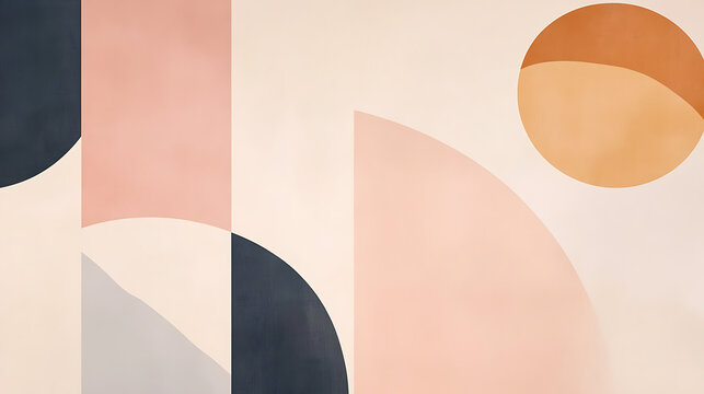 Minimal Geometric Abstract Background with Neutral Shapes and Earth Tones