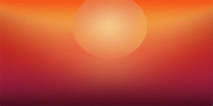 Bright abstract illustration of glowing light bulb in an orange sunset sky with sun flare and summer energy glow