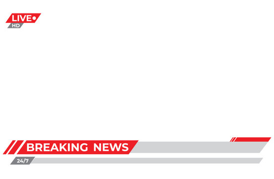 Professional Breaking News Live Stream Overlay Template with Red and Grey Graphics, Lower Thirds, and HD Digital Broadcast Branding Elements