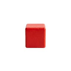 Naklejka premium Small Red Square Plastic Building Block Toy Brick Isolated on White Background