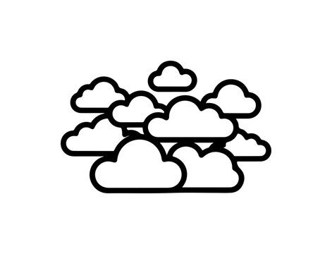 Cluster of Fluffy Clouds Vector Illustration