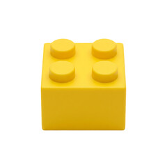 Naklejka premium A High Quality Yellow Plastic Building Block Toy Brick Isolated on White Background. Yellow LEGO Brick with Eight Studs Illustration on white background