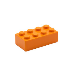 Naklejka premium A high Quality Single Orange Plastic Building Block Toy Brick Isolated on White Background .Orange Brick with Eight Studs illustration on white .