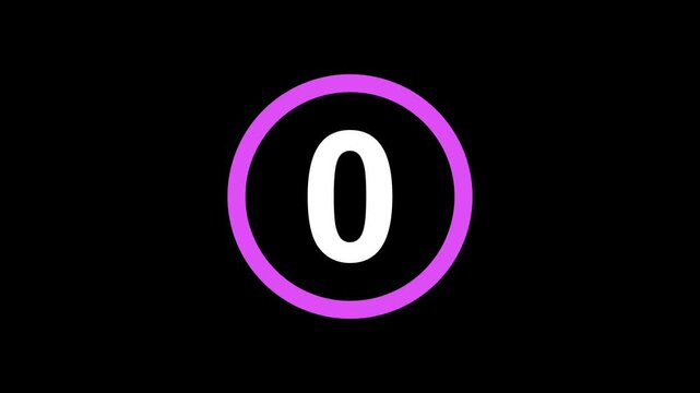4K 7 to 0 countdown animation video in circular, seven from zero countdown video black background. 7-second countdown timer version included Movies start intro 5 4 3 2 1 0 count down