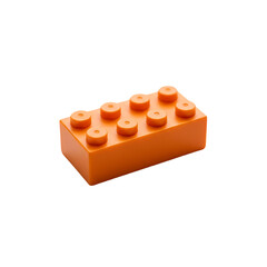 Naklejka premium A high Quality Single Orange Plastic Building Block Toy Brick Isolated on White Background .Orange Brick with Eight Studs illustration on white .