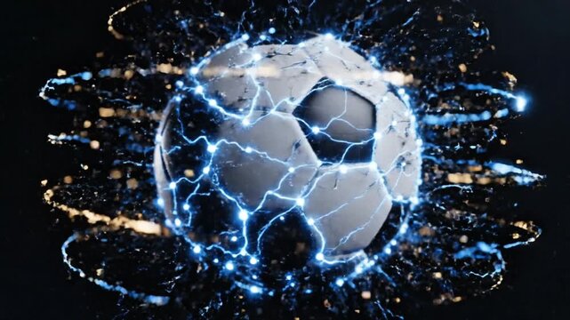 Soccer ball with electric lightning effect