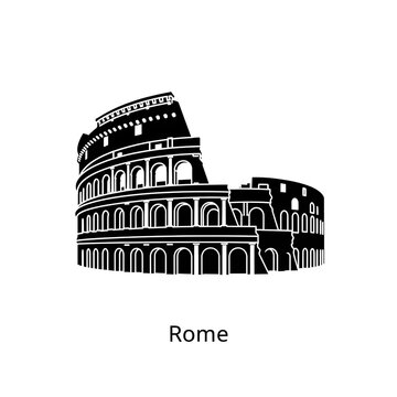Colosseum Rome Italy Landmark Icon.