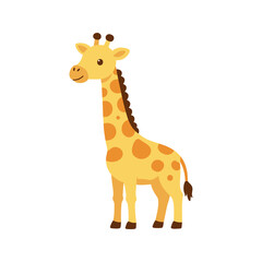 Fototapeta premium Whimsical giraffe with brown spots and jigsaw cutouts stands tall on a white background