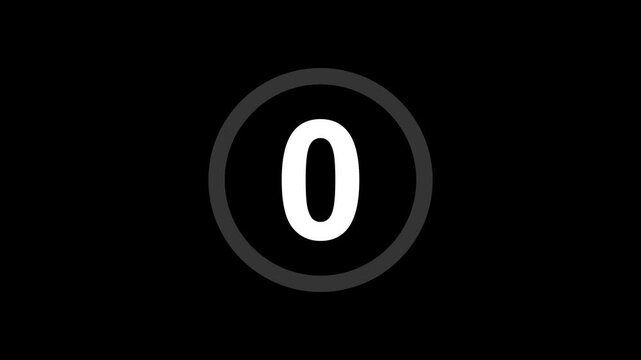7 seconds countdown timer animation video with black background, 7 to 0 countdown timer version included Movies start intro 5 4 3 2 1 0 count down with alpha channel